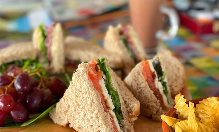 When you visit A J Ludlow Colours, add a tasty dimension, with an expertly made cup of coffee or tea and delicious sandwiches from our lunch menu, to